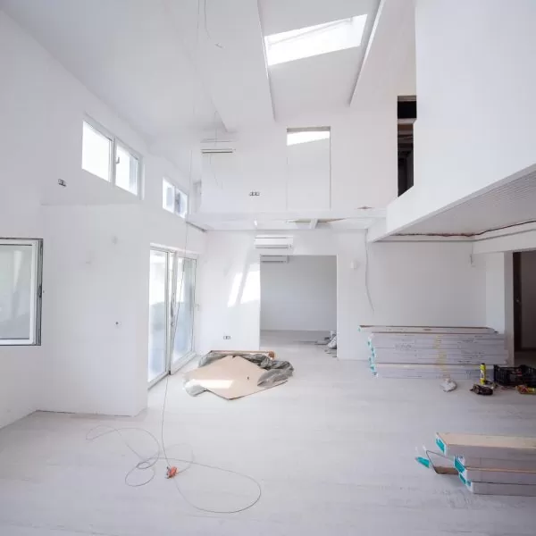 Interior of unfinished two level apartment